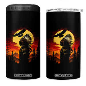 Vintage Native American Warrior 4 in 1 Can Cooler Tumbler Indigenous Heritage Pride