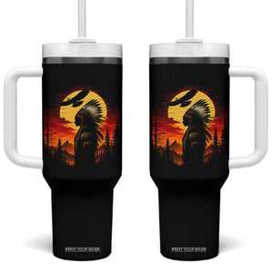Vintage Native American Warrior Tumbler With Handle Indigenous Heritage Pride