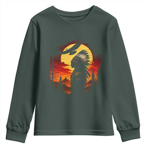 Vintage Native American Warrior Youth Sweatshirt Indigenous Heritage Pride