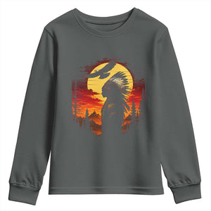 Vintage Native American Warrior Youth Sweatshirt Indigenous Heritage Pride
