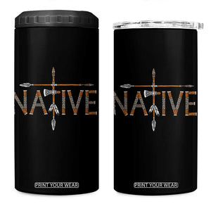 Western Style Tribal Feather 4 in 1 Can Cooler Tumbler Vintage Boho Graphic
