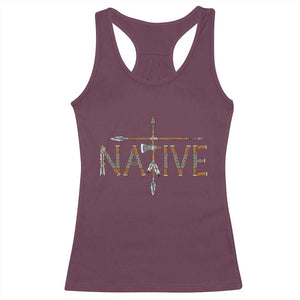 Western Style Tribal Feather Racerback Tank Top Vintage Boho Graphic