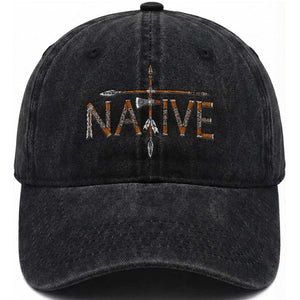 Western Style Tribal Feather Washed Cotton Baseball Cap Vintage Boho Graphic