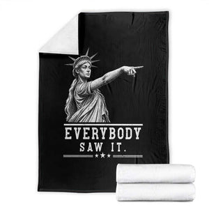 Liberty Has Spoken Everybody Saw It Throw Blanket Funny Pointing Statue Basketball Parody TS12 Black Print Your Wear
