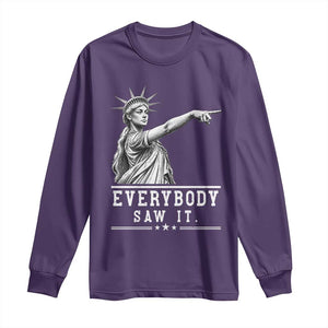 Liberty Has Spoken Everybody Saw It Long Sleeve Shirt Funny Pointing Statue Basketball Parody TS12 S Purple Print Your Wear