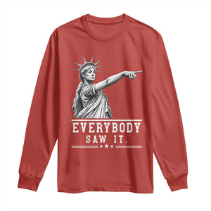 Liberty Has Spoken Everybody Saw It Long Sleeve Shirt Funny Pointing Statue Basketball Parody TS12 Red Print Your Wear