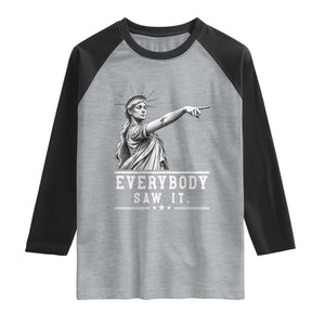 Liberty Has Spoken Everybody Saw It Raglan Shirt Funny Pointing Statue Basketball Parody TS12 Heather Gray Black Print Your Wear
