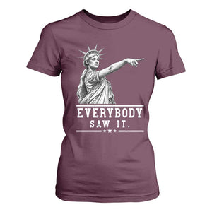 Liberty Has Spoken Everybody Saw It T Shirt For Women Funny Pointing Statue Basketball Parody TS12 Maroon Print Your Wear