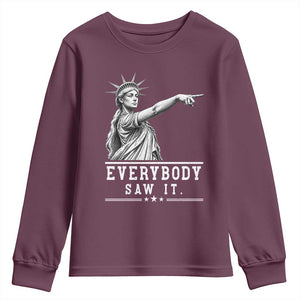 Liberty Has Spoken Everybody Saw It Youth Sweatshirt Funny Pointing Statue Basketball Parody TS12 Maroon Print Your Wear