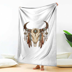 Vintage Southwestern Cow Skull Throw Blanket Boho Feather Western Graphic
