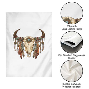 Vintage Southwestern Cow Skull Garden Flag Boho Feather Western Graphic