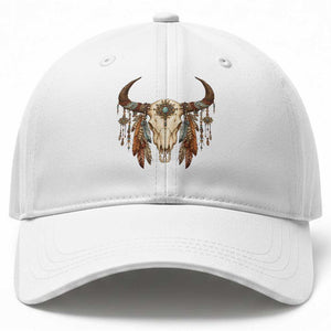Vintage Southwestern Cow Skull Baseball Cap Boho Feather Western Graphic TS12 Print Your Wear