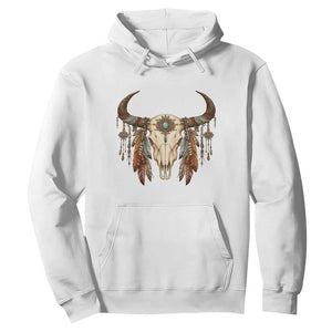 Vintage Southwestern Cow Skull Hoodie Boho Feather Western Graphic