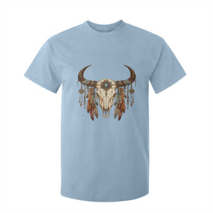 Vintage Southwestern Cow Skull T Shirt For Kid Boho Feather Western Graphic
