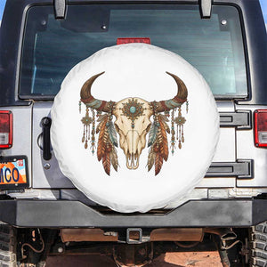 Vintage Southwestern Cow Skull Spare Tire Cover Boho Feather Western Graphic