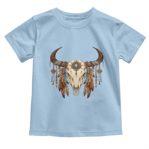 Vintage Southwestern Cow Skull Toddler T Shirt Boho Feather Western Graphic