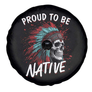 Proud To Be Native Spare Tire Cover Native American Skull Headdress Graphic