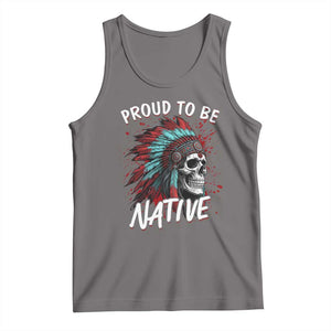 Proud To Be Native Tank Top Native American Skull Headdress Graphic