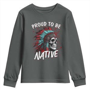 Proud To Be Native Youth Sweatshirt Native American Skull Headdress Graphic