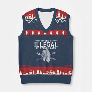 Honor Indigenous Peoples V-Neck Knit Sweater Vest No One Is Illegal On Stolen Land