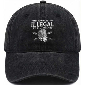 Honor Indigenous Peoples Washed Cotton Baseball Cap No One Is Illegal On Stolen Land