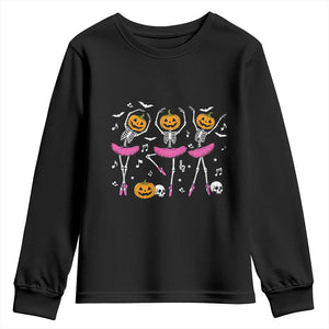 Ballet Skeleton Dance Youth Sweatshirt Funny Halloween Gift TS12 Black Print Your Wear