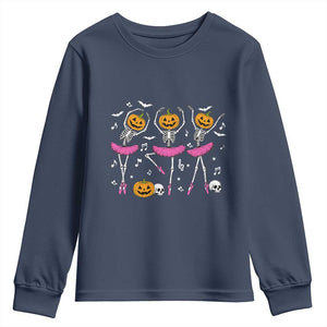 Ballet Skeleton Dance Youth Sweatshirt Funny Halloween Gift TS12 Navy Print Your Wear