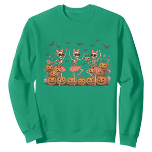 Funny Halloween Skeleton Dance Sweatshirt Gift For Ballet Lover TS12 Irish Green Print Your Wear