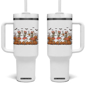 Funny Halloween Skeleton Dance Tumbler With Handle Gift For Ballet Lover TS12 One Size: 40 oz White Print Your Wear