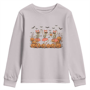 Funny Halloween Skeleton Dance Youth Sweatshirt Gift For Ballet Lover TS12 Ice Gray Print Your Wear