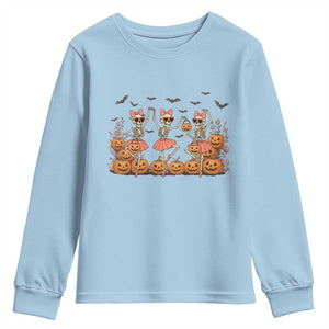 Funny Halloween Skeleton Dance Youth Sweatshirt Gift For Ballet Lover TS12 Light Blue Print Your Wear