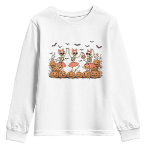 Funny Halloween Skeleton Dance Youth Sweatshirt Gift For Ballet Lover TS12 White Print Your Wear