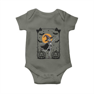 Funny Skeleton Witches Dance Ballet Baby Onesie Halloween Gift TS12 Military Green Print Your Wear