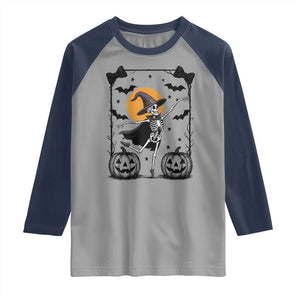 Funny Skeleton Witches Dance Ballet Raglan Shirt Halloween Gift TS12 Sport Gray Navy Print Your Wear