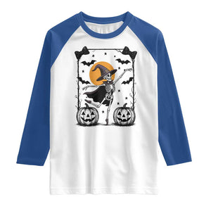 Funny Skeleton Witches Dance Ballet Raglan Shirt Halloween Gift TS12 White Royal Print Your Wear