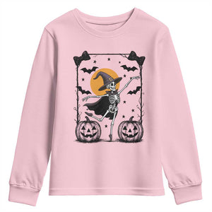 Funny Skeleton Witches Dance Ballet Youth Sweatshirt Halloween Gift TS12 Light Pink Print Your Wear