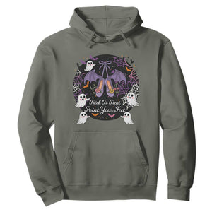 Trick Or Treat Point Your Feet Hoodie Funny Halloween Ballet Gift TS12 Military Green Print Your Wear