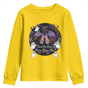 Trick Or Treat Point Your Feet Youth Sweatshirt Funny Halloween Ballet Gift TS12 Daisy Print Your Wear