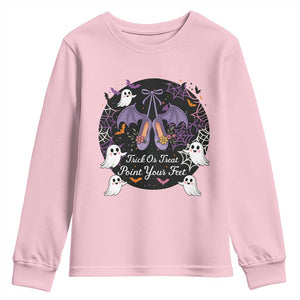 Trick Or Treat Point Your Feet Youth Sweatshirt Funny Halloween Ballet Gift TS12 Light Pink Print Your Wear