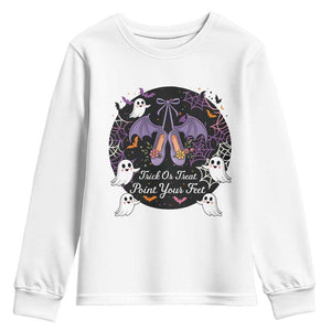 Trick Or Treat Point Your Feet Youth Sweatshirt Funny Halloween Ballet Gift TS12 White Print Your Wear
