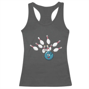 Funny Sport Bowler Gift Racerback Tank Top Bowling Ball Chasing Pins TS12 Dark Heather Print Your Wear