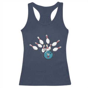 Funny Sport Bowler Gift Racerback Tank Top Bowling Ball Chasing Pins TS12 Navy Print Your Wear