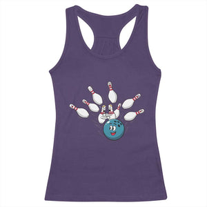 Funny Sport Bowler Gift Racerback Tank Top Bowling Ball Chasing Pins TS12 Purple Print Your Wear