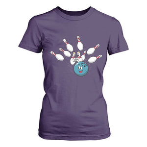 Funny Sport Bowler Gift T Shirt For Women Bowling Ball Chasing Pins TS12 Purple Print Your Wear
