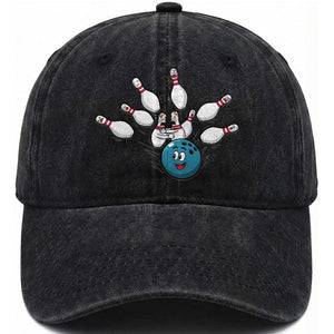 Funny Sport Bowler Gift Washed Cotton Baseball Cap Bowling Ball Chasing Pins TS12 Print Your Wear