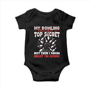 My Bowling Technique Is Top Secret Baby Onesie Funny Bowler Gift TS12 Black Print Your Wear