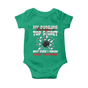 My Bowling Technique Is Top Secret Baby Onesie Funny Bowler Gift TS12 Irish Green Print Your Wear