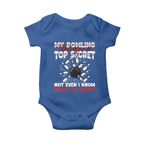 My Bowling Technique Is Top Secret Baby Onesie Funny Bowler Gift TS12 Royal Blue Print Your Wear