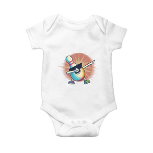 Dabbing Bowling Pin Baby Onesie Funny Player Gift TS12 White Print Your Wear