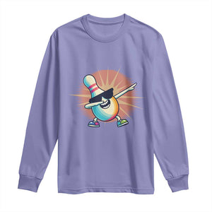 Dabbing Bowling Pin Long Sleeve Shirt Funny Player Gift TS12 Violet Print Your Wear
